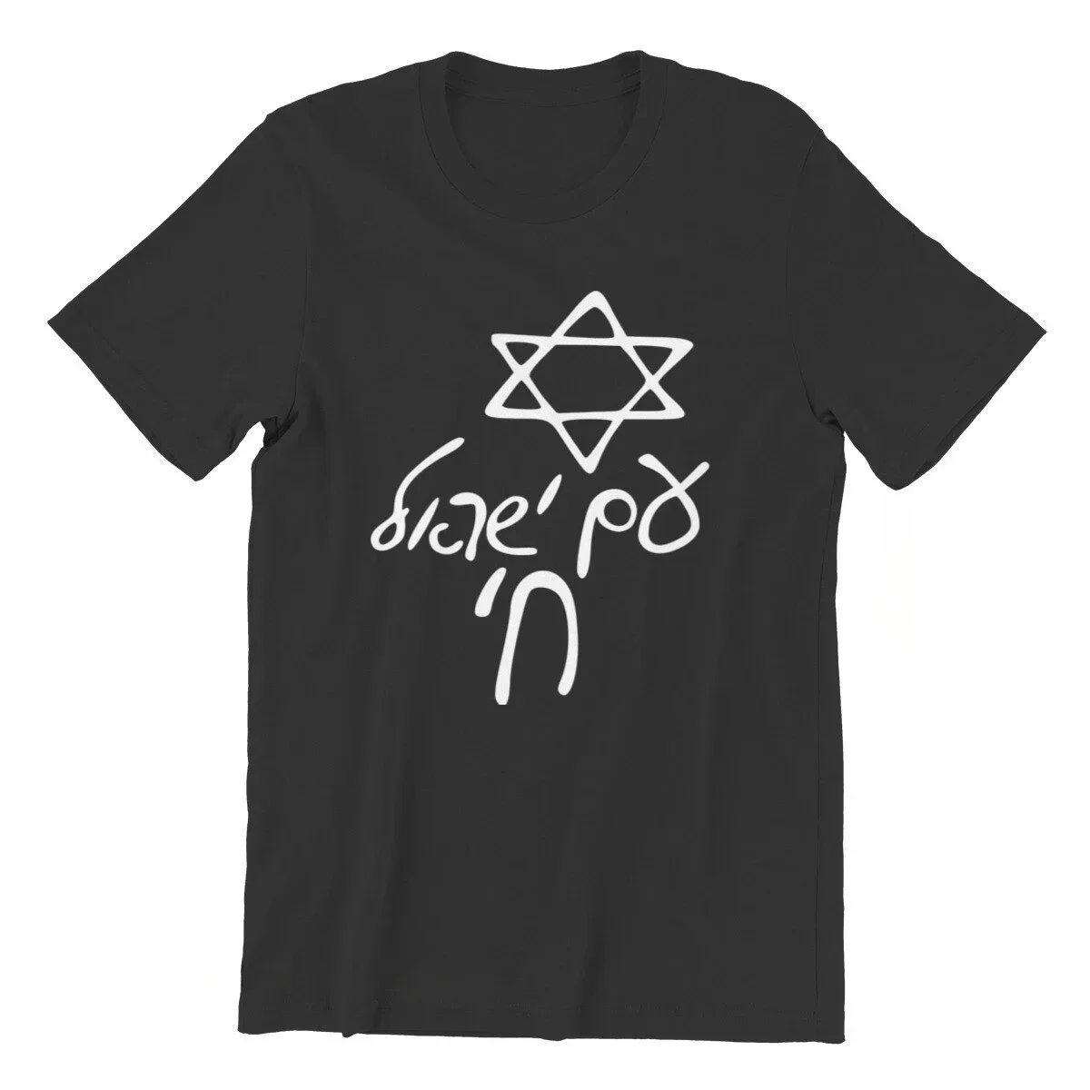

Am Chai black Gothic letter-printed round neck T-shirt men's and women's short-sleeved casual top