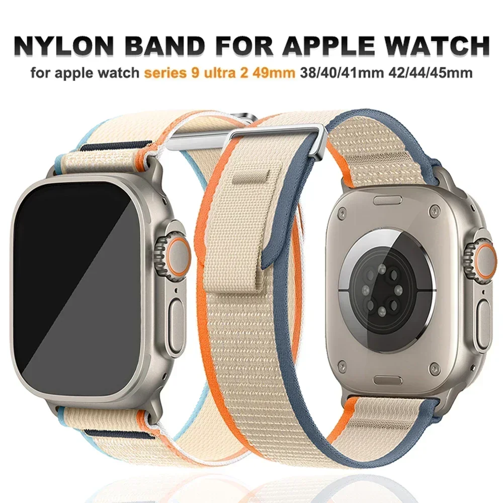 Trail Loop Nylon Strap for Apple Watch Ultra 1 2 49mm Series 10 9 8 7 46mm 45mm Sports Band for IWatch 6 5 4 Se 44mm Bracelet