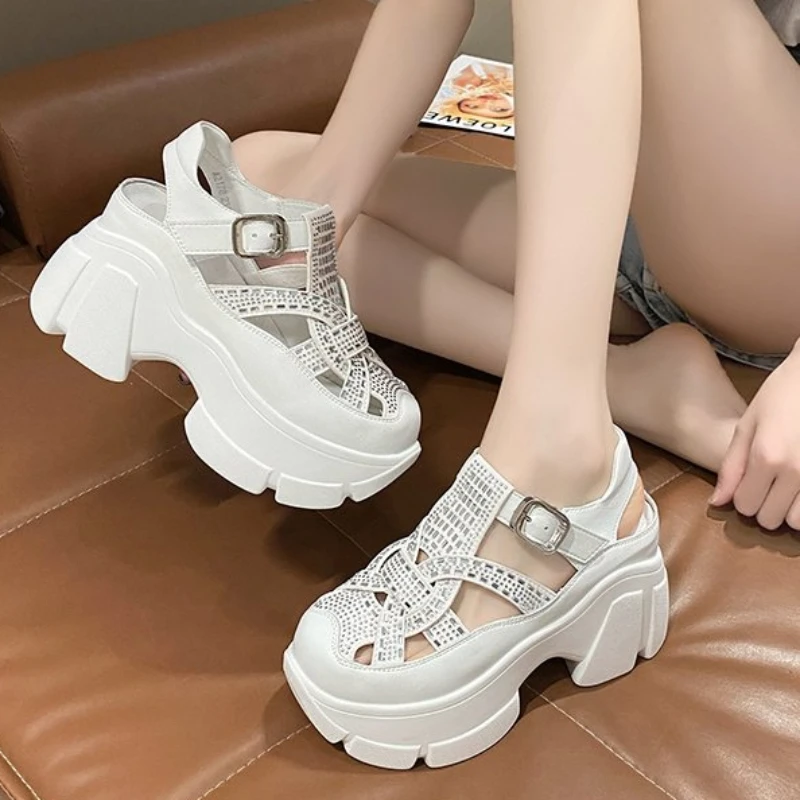 Heels Women Sandals Baotou Inner Heightened Roman Sandals Women 2024 Summer New Female Muffin Slope Heel Thick Sole Sports Shoes