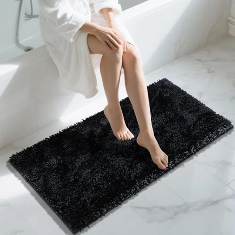 

Long Bathroom Rug Non Slip 44x24 Inch Extra Thick Soft Absorbent Chenille Bath Mat Machine Washable Quick Dry Bath Rugs for Bat