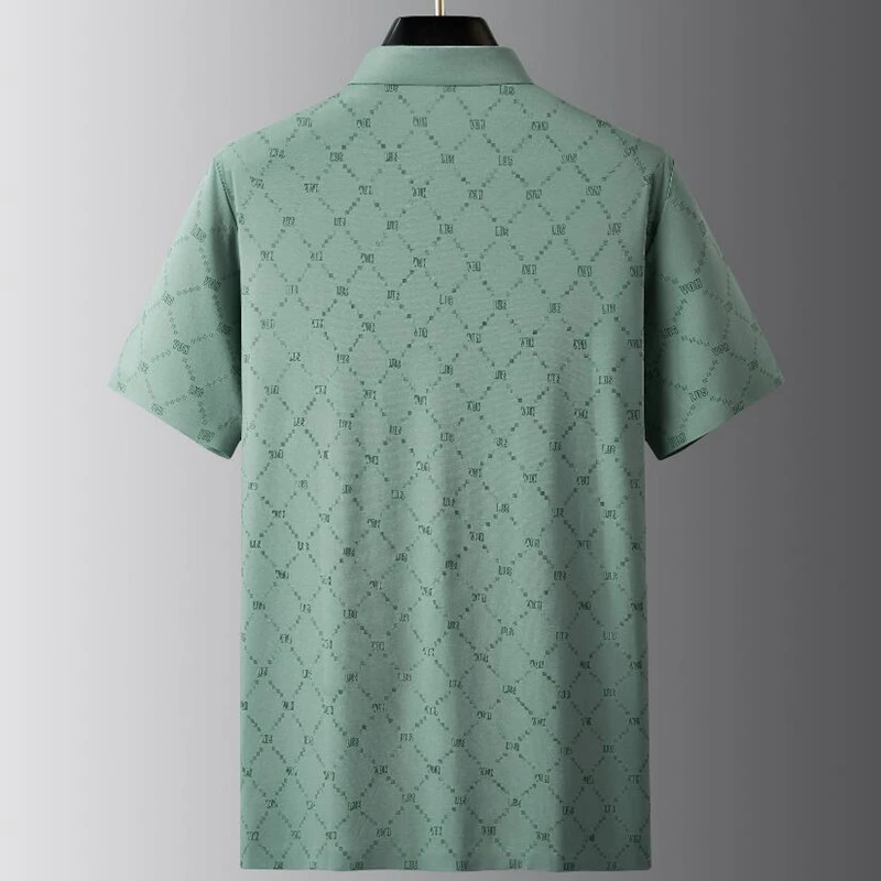 8XL 7XL 6XL 2024 New Summer High End Luxury Shirts For Men Short Sleeve Lapel Mens Polo Shirt Fashion Loose T-shirt Man Tops
