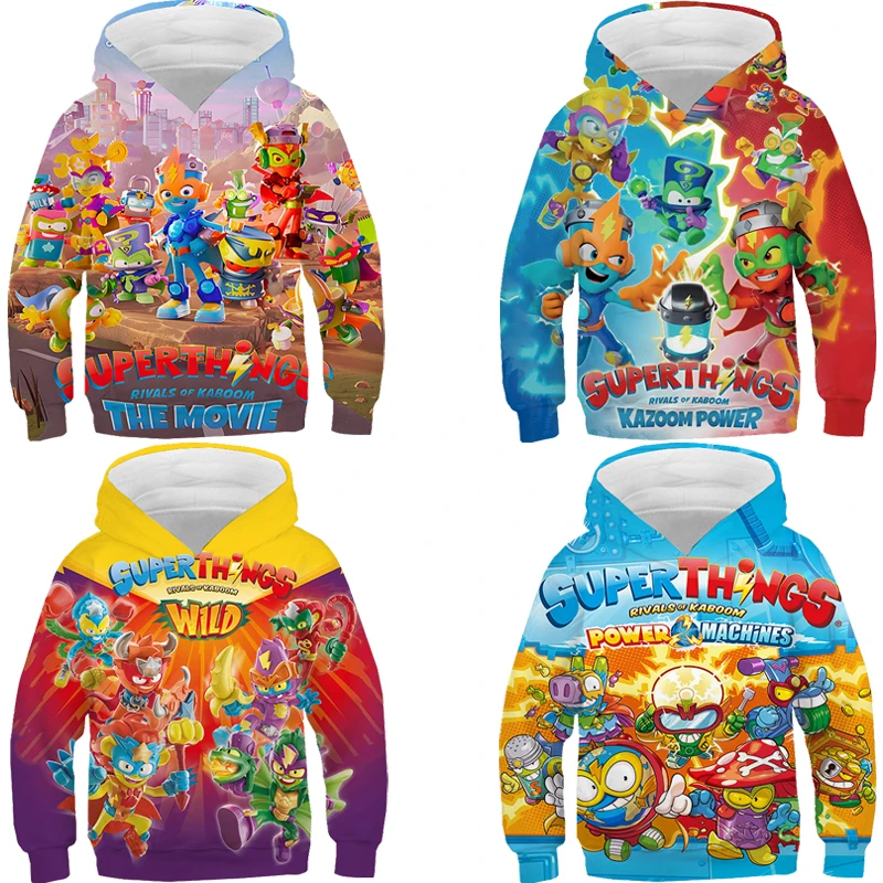 Толстовки SuperThings, детские толстовки с героями мультфильмов, детская одежда, пуловеры с капюшоном для мальчиков и девочек, спортивный костюм с длинными рукавами, Sudadera