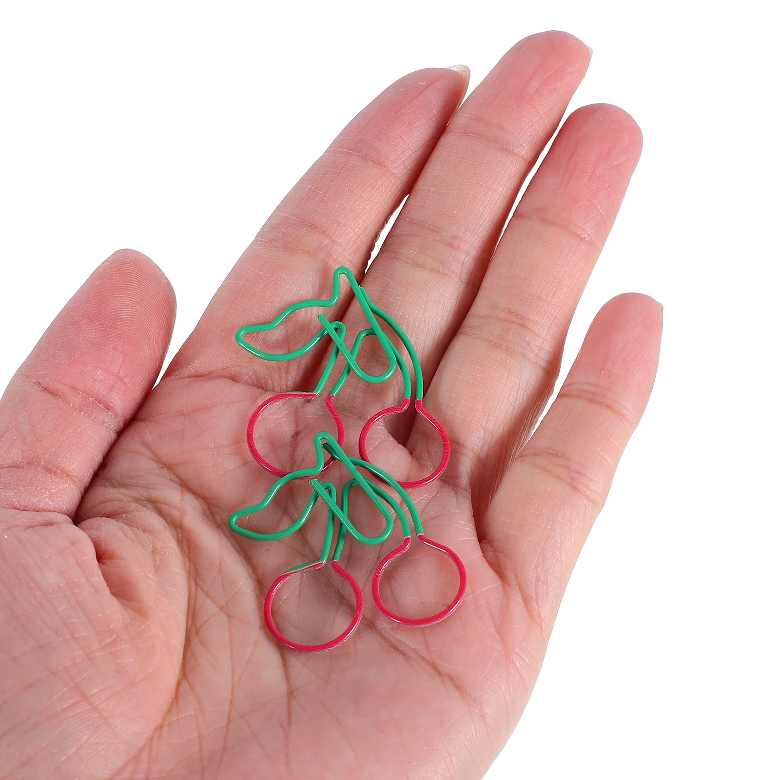 

20pcs Cherry Shaped Paper Clips Unique Bookmarks Cute Metal Bookmarks Decorative Office Supplies Metal Stationery