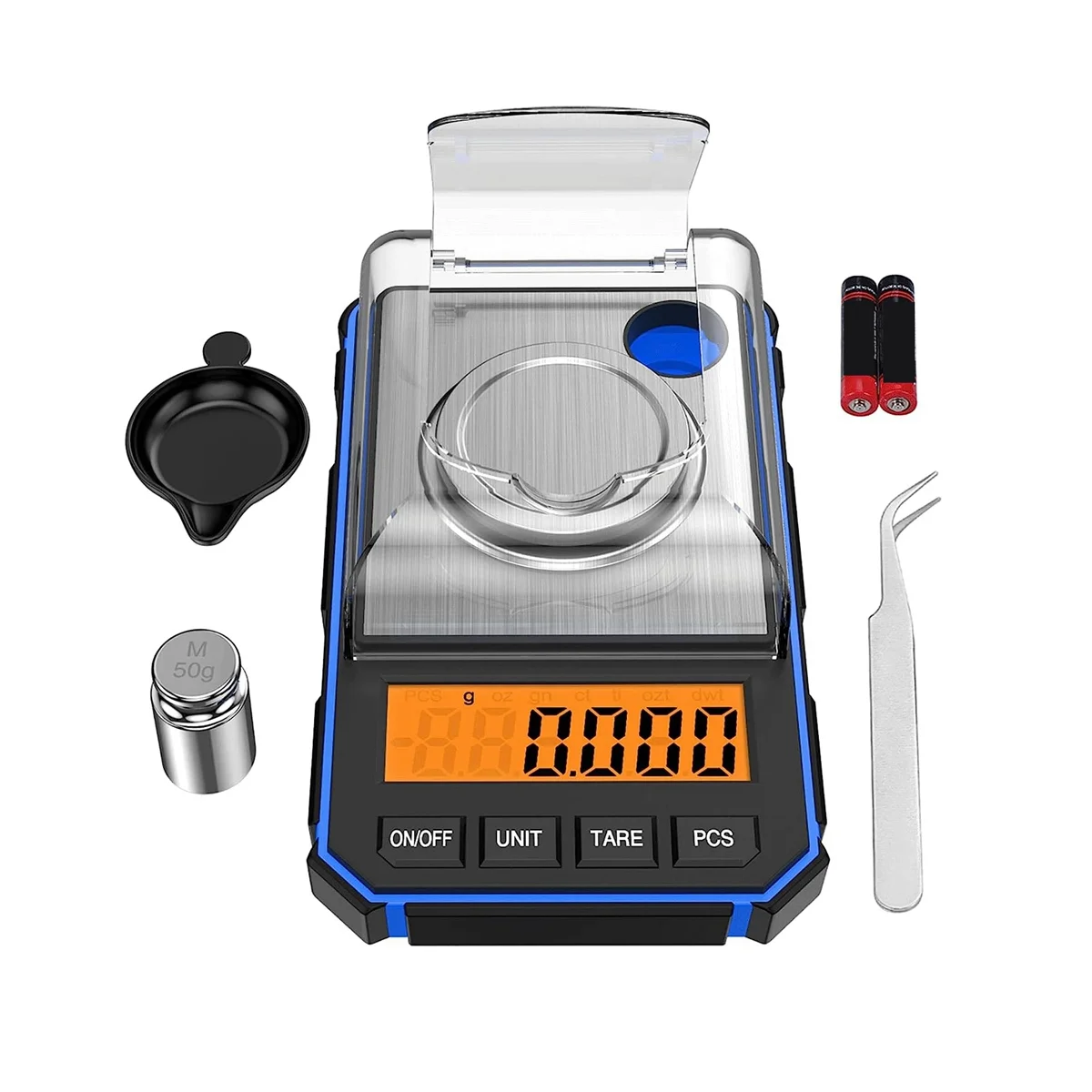 Fine Scale 0.001G, Digital Milligram Scale 50G / 0.001G, Digital Pocket Scale with LCD Display, Lab Digital Scale,Blue