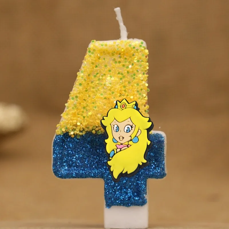 سوبر ماريو بروس كعكة الديكور عيد ميلاد عدد 0-9 الشموع أنيمي الأطفال شمعة رقمية حفل زفاف كعكة موضوع شمعة الهدايا