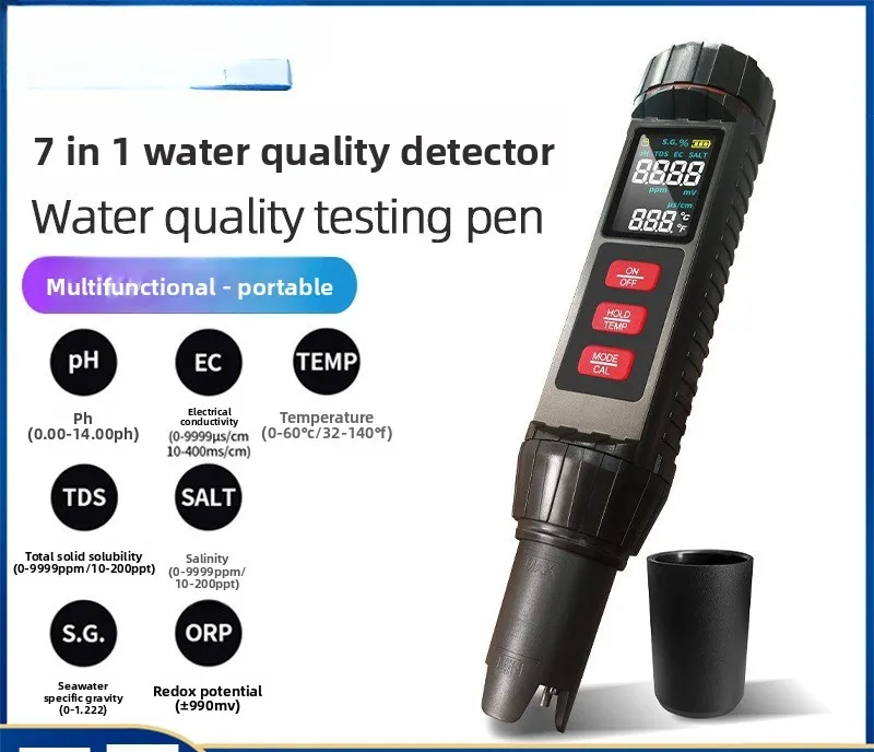 7 in 1 multifunctional water quality test pen, new portable high-precision household drinking test pen TDS test pen