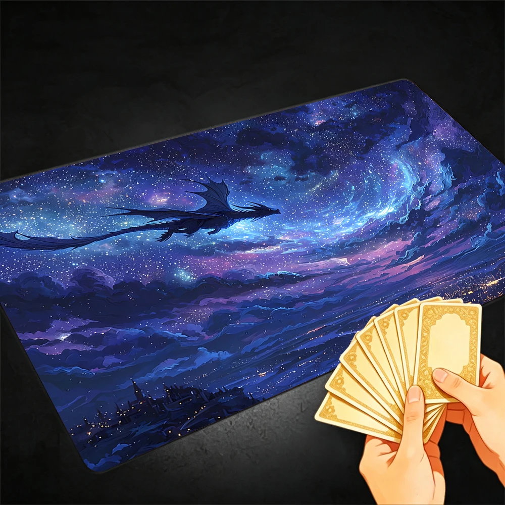 Mysterious Starry Sky Dragon TCG Playmat Magic Playmat Gathering Gaming Mat with Stitched Edge Anti-slip base Trading Card Game