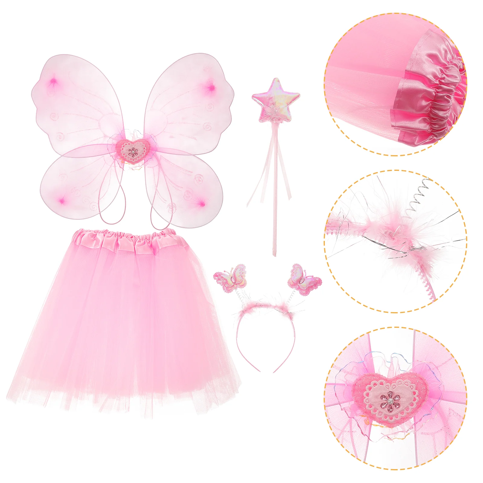 

Butterfly Wings Four Piece Set Halloween Costumes Girls Outfits Kid's Cosplay Dress Headband Kit Fabric Stockings Children's