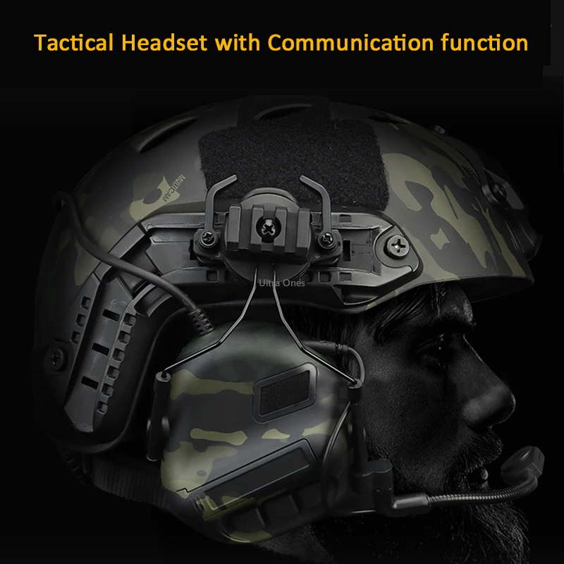 Tactical Shooting Headphones for Fast Helmet Hunting Ear Protection Airsoftsports Headset Earmuff with PTT