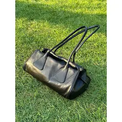 Black Vintage Tote Bag Woman  New Premium Texture Minimalist Lightweight Commuter Pleated Hand Bill Shoulder Bag Fashion Handbag
