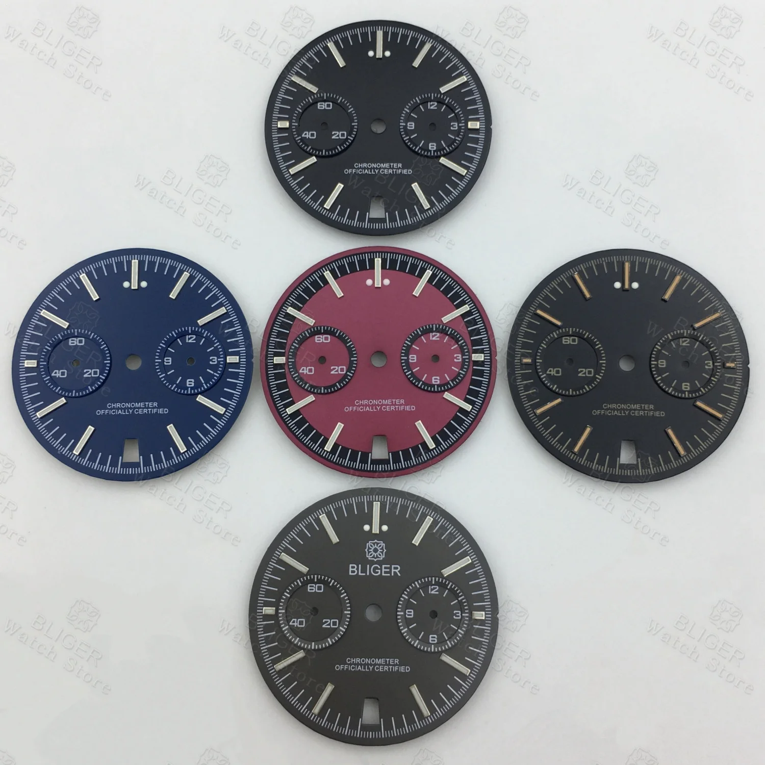 31.5mm VK64 Watch Dial Black Grey Blue Red kaku Color Dial 6 O 'clock Date Green Luminous Fits VK64 Quartz Movement