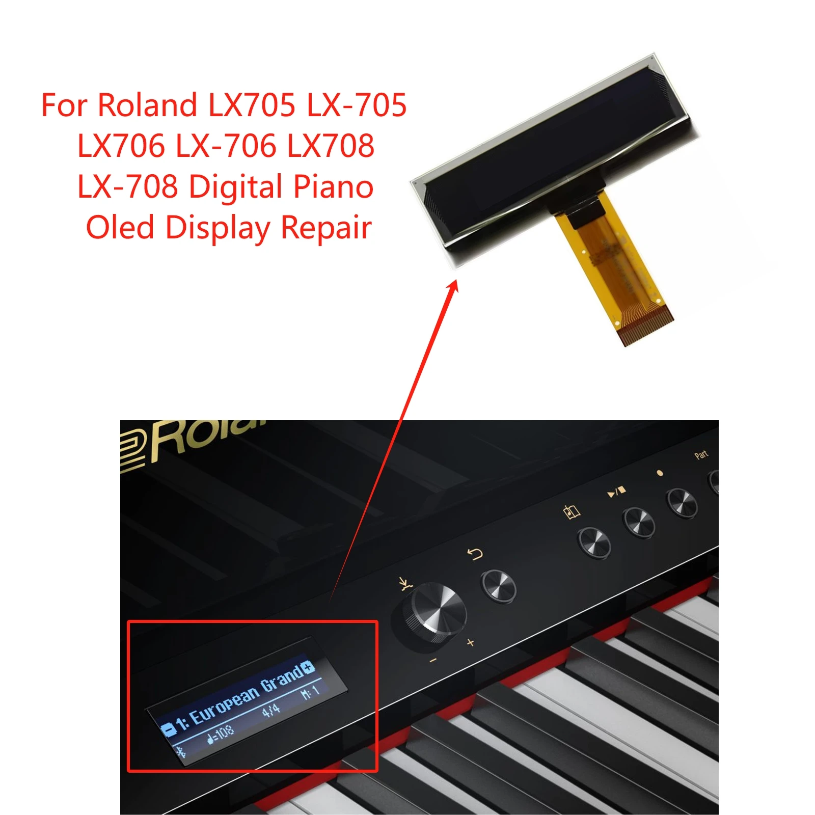 New Oled Display for Roland LX-705 LX705 LX-706 LX706 LX-708 LX708 Digital Piano Repair