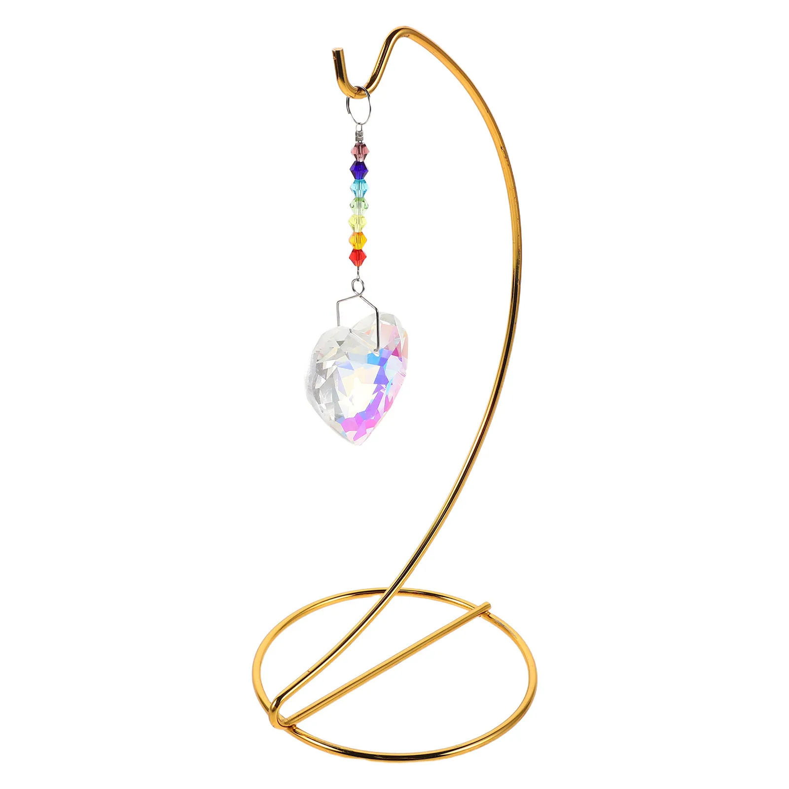 

Heart Crystal Suncatcher Metal Stand Hanging Prism Rainbow Maker Tabletop Decor Rainbow Maker Crystal Pendant Living Room