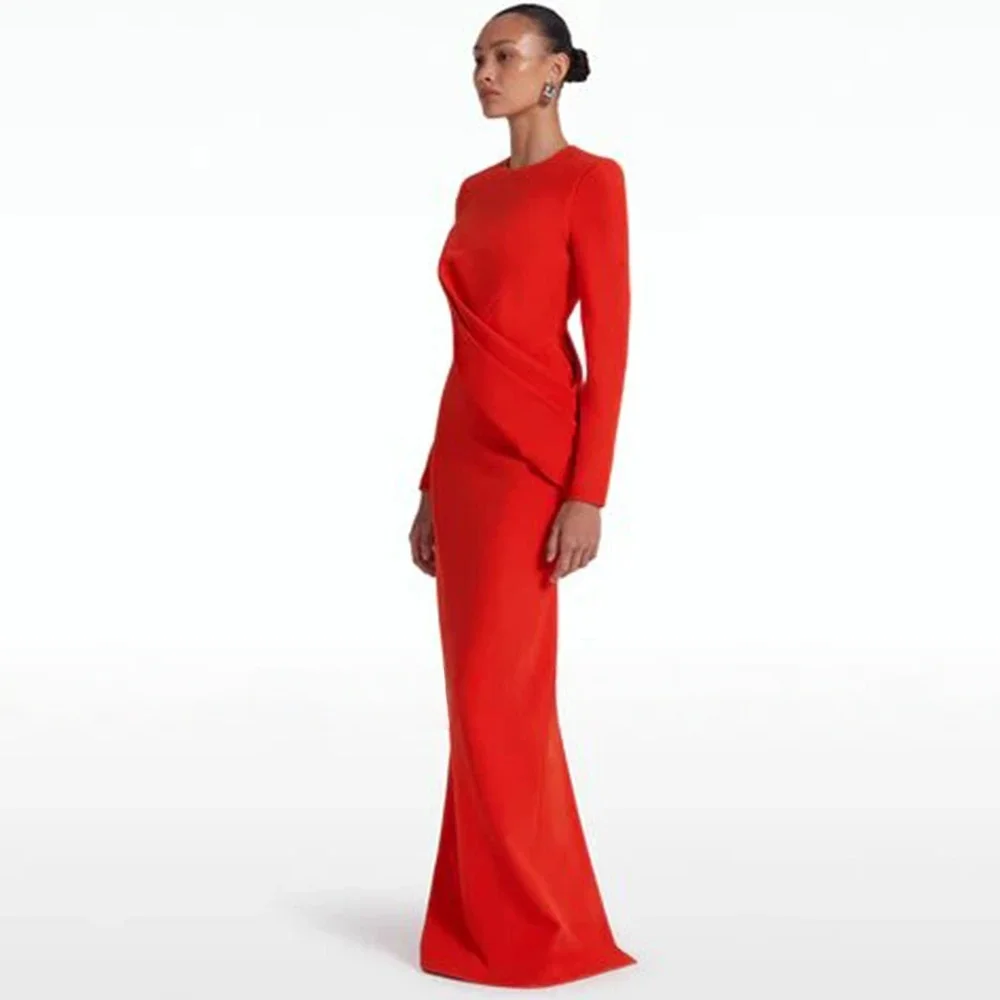 2025 personalizado elegante vestido de noite de luxo vestidos de festa de aniversário plissado sob medida ocasião vestido bainha o-pescoço vestidos longos