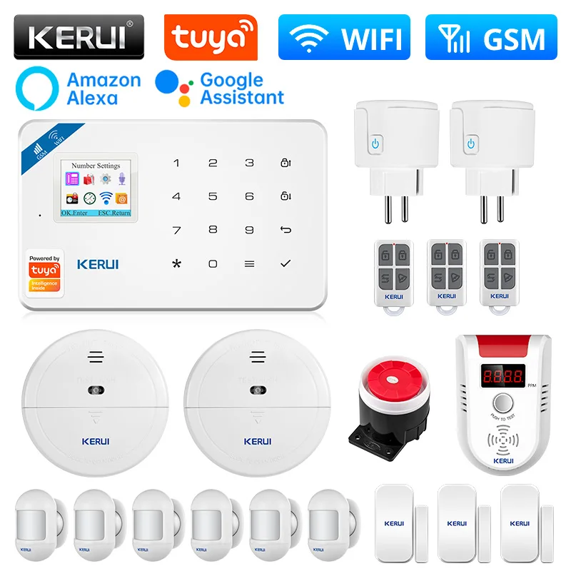 

KERUI W181 Wireless WIFI GSM Home Security Alarm System For Tuya Smart Life APP With Motion Sensor Detector Compatible With Alex