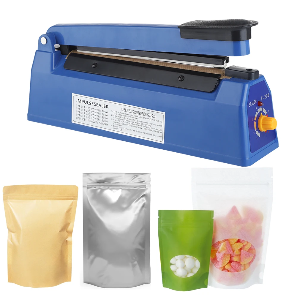 Portable Food Heat Sealing Machine 200mm Impulse Heat Sealer Manual Electric Vacuum Sealer Packaging Machine Home Plug and Play