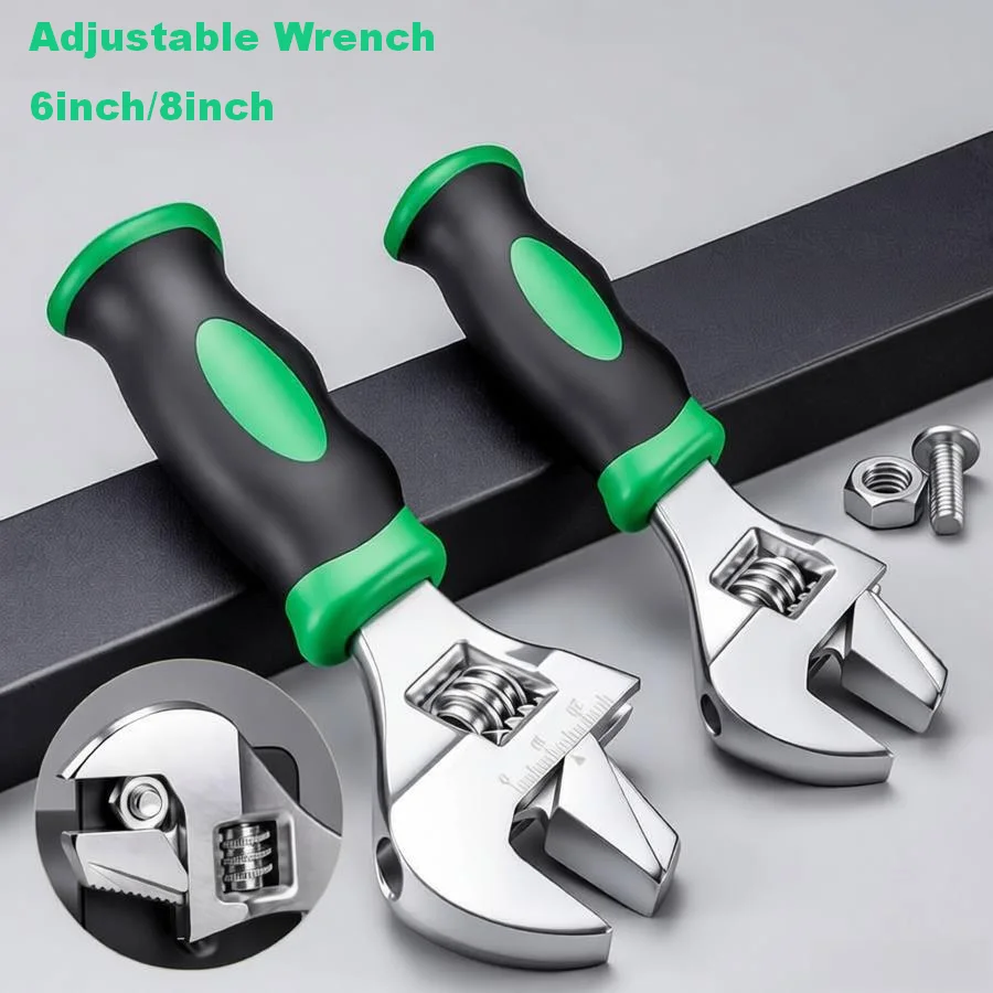 Llave Inglesa Ajustable de 6/8 Pulgadas, Llave de Tubo de Mango Corto para Tuberías de Control de Aire, Herramienta Manual