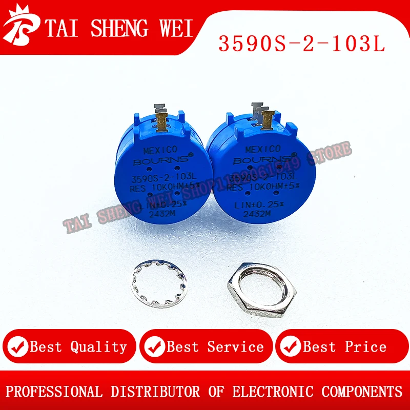 10PCS 3590S-2-103L Variable Resistance Potentiometer 10k Ohm Rotary Wire Wound Precision Potentiometer 10 Turn New