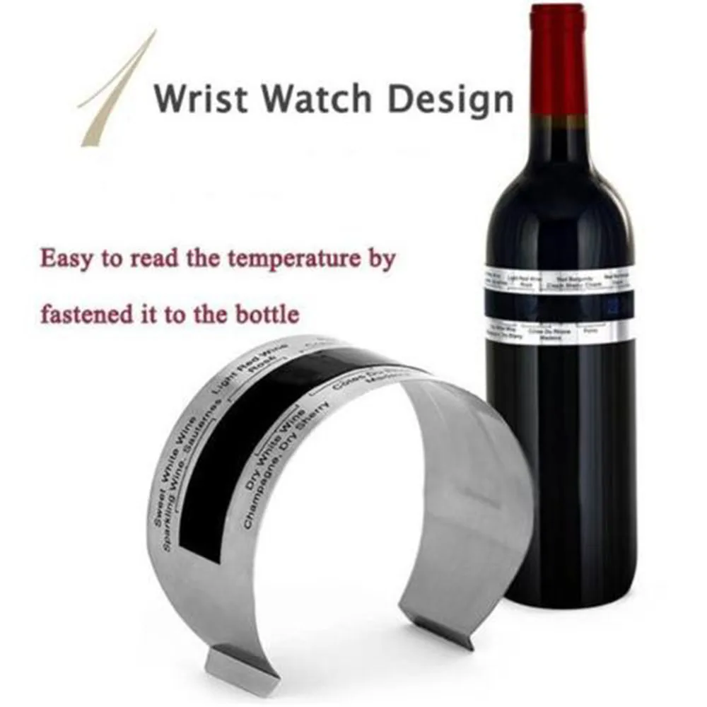 LCD Display Stainless Steel Bottle Wine Thermometer Wine Collar Thermometer Bar Beverage Tool Bottle Snap Thermometer