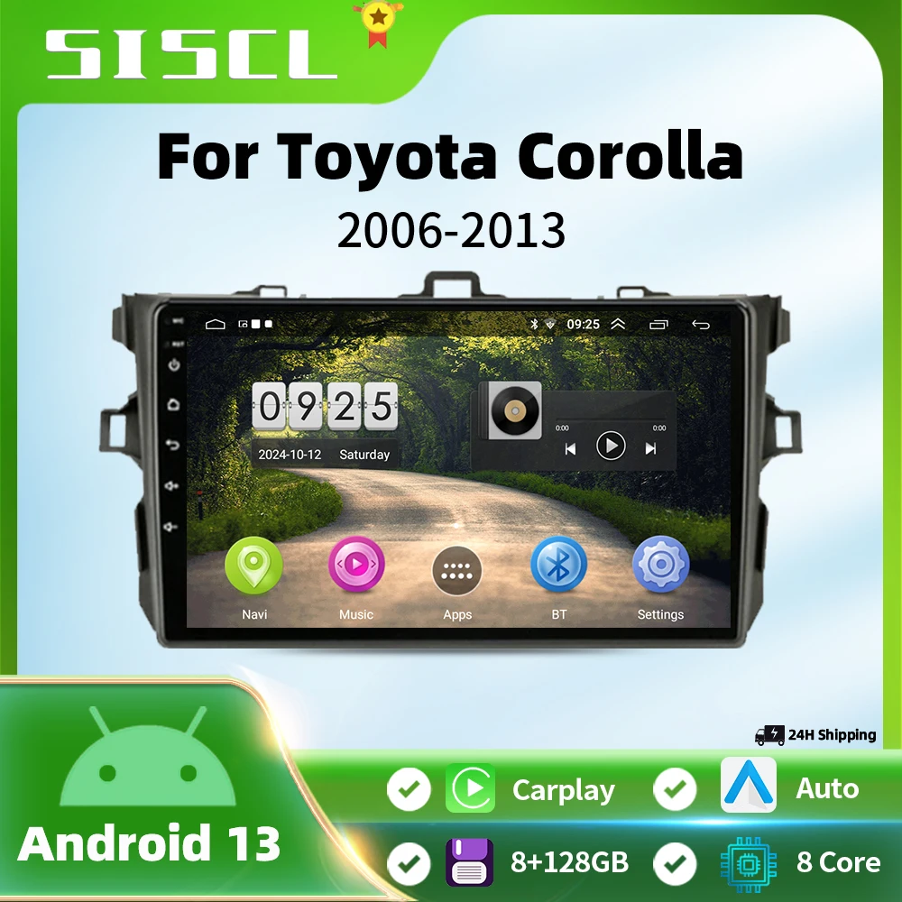 

9" Android13 Car Stereo Radio for Toyota Corolla E140/150 2007 2008 2009 2010 2011 2012 2013 Multimedia Player 2 Din DVD Speaker