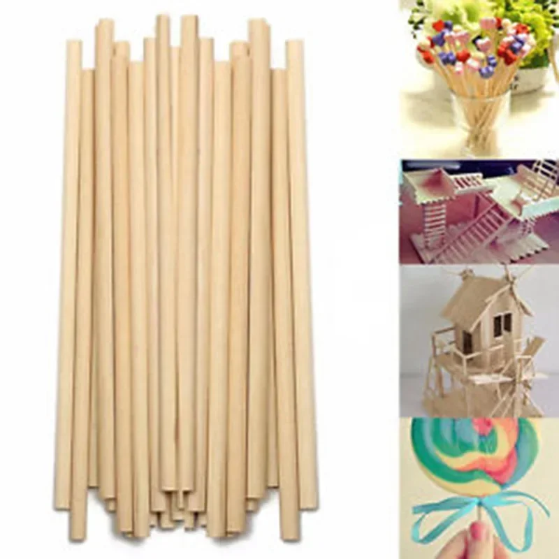 Round Wooden Stick For Crafts Food Ice Lollies And Model Making Cake Dowel DIY Durable Dowel Building Model Woodworking Tool