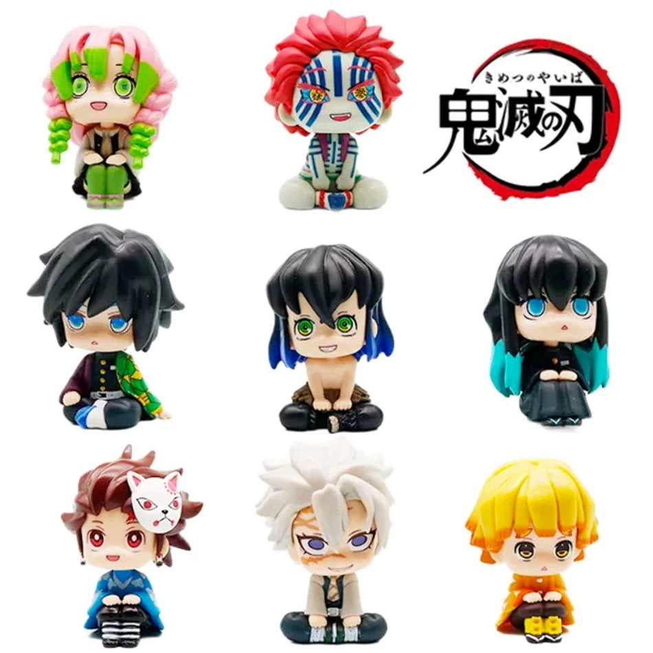 

8Pcs Final Version Demon Slayer Sitting Ghost Tanjiro Nidouzi Inosuke Zenizu Figure Action Figure Decoration Gift Model Doll Toy