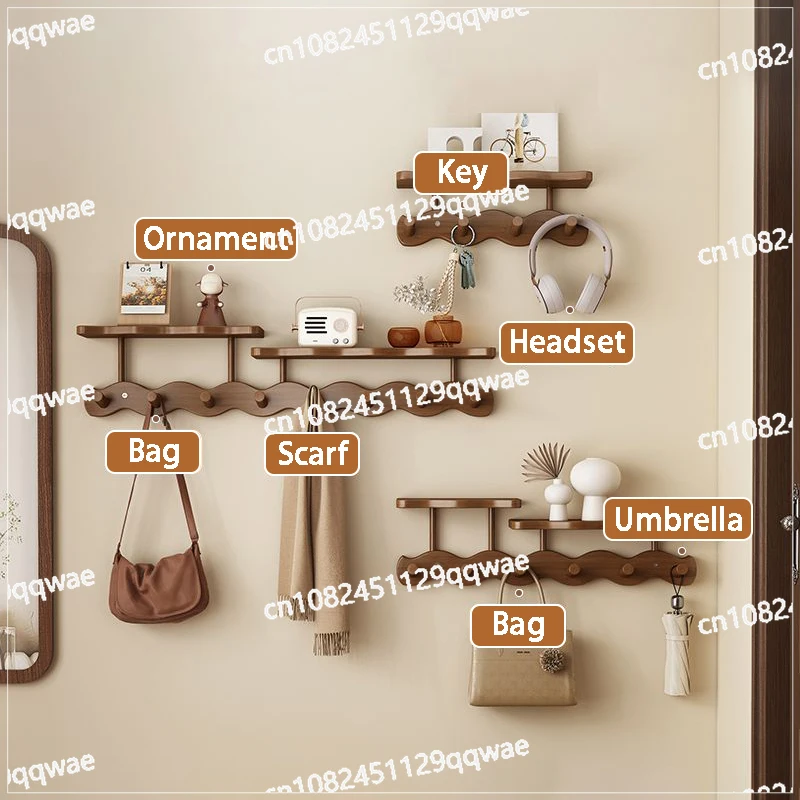 

Entrance Hall Coat Rack Wall Mounted Clothes Scarf Storage Hooks Interior Clothing Bag Keys Organizer Hangers with Storage Rack