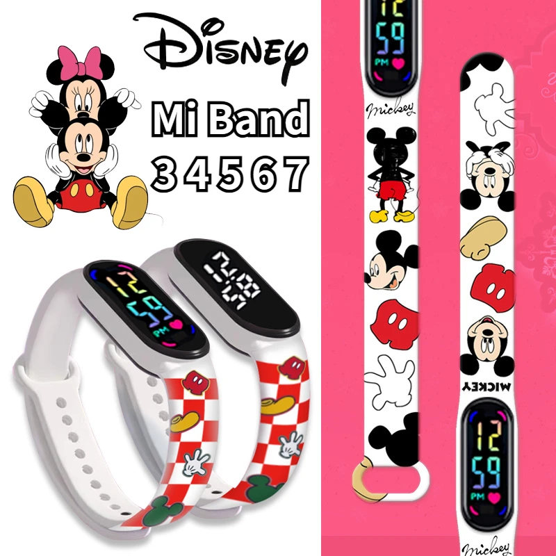 Disney Mickey Minnie Strap for Xiaomi Mi Band 4 3 5 6 NFC Watch Band Silicone Bracelet Replacement for XiaoMi Band 6 7 Wristband