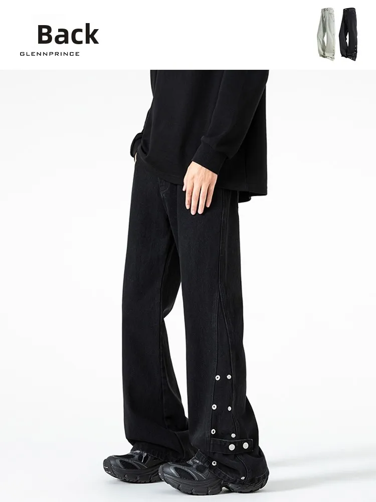 

Мужские джинсы GPstudio American High Street, прямые, с пэчворком и пуговицами, осенние, новые, широкие, в пол