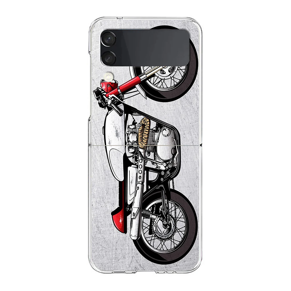 Moto Cross motorcycle sports Clear Phone Case For Samsung Galaxy Z Flip 3 4 5 Hard Folding PC Shell For Samsung Z Flip3 Cover