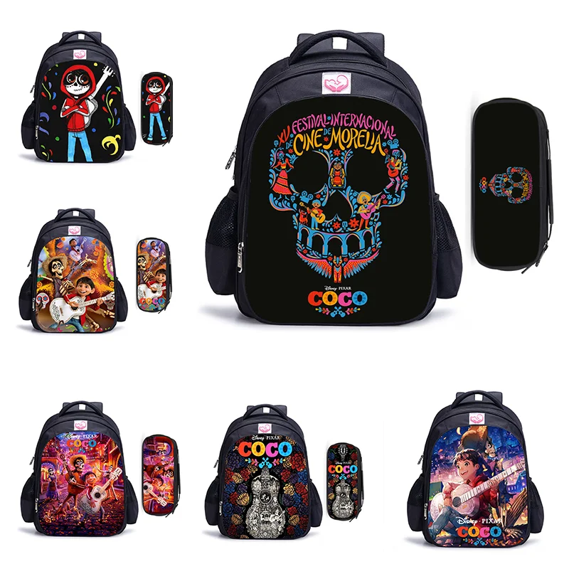 

16 Inch Cartoon Coco Boy Girl Teenager Schoolbag Large Capacity Backpack Fashion College Student Rucksack Mochila