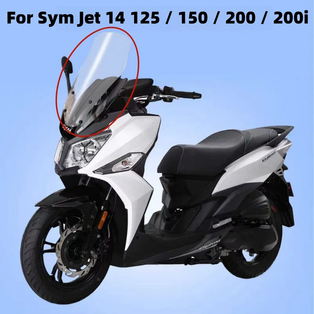 Nueva motocicleta Fit Sym Jet 14 125 / 150 / 200 / 200i parabrisas delantero dedicado aumentar Deflector de viento ensanchado para Sym Jet 14