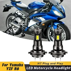 1/2pcs 35W H7 6500K Bright White Motorcycle A5 LED Bulbs Headlight For Yamaha YZF R6 2003 2004 2005 2006 2007-2014 motorcycle