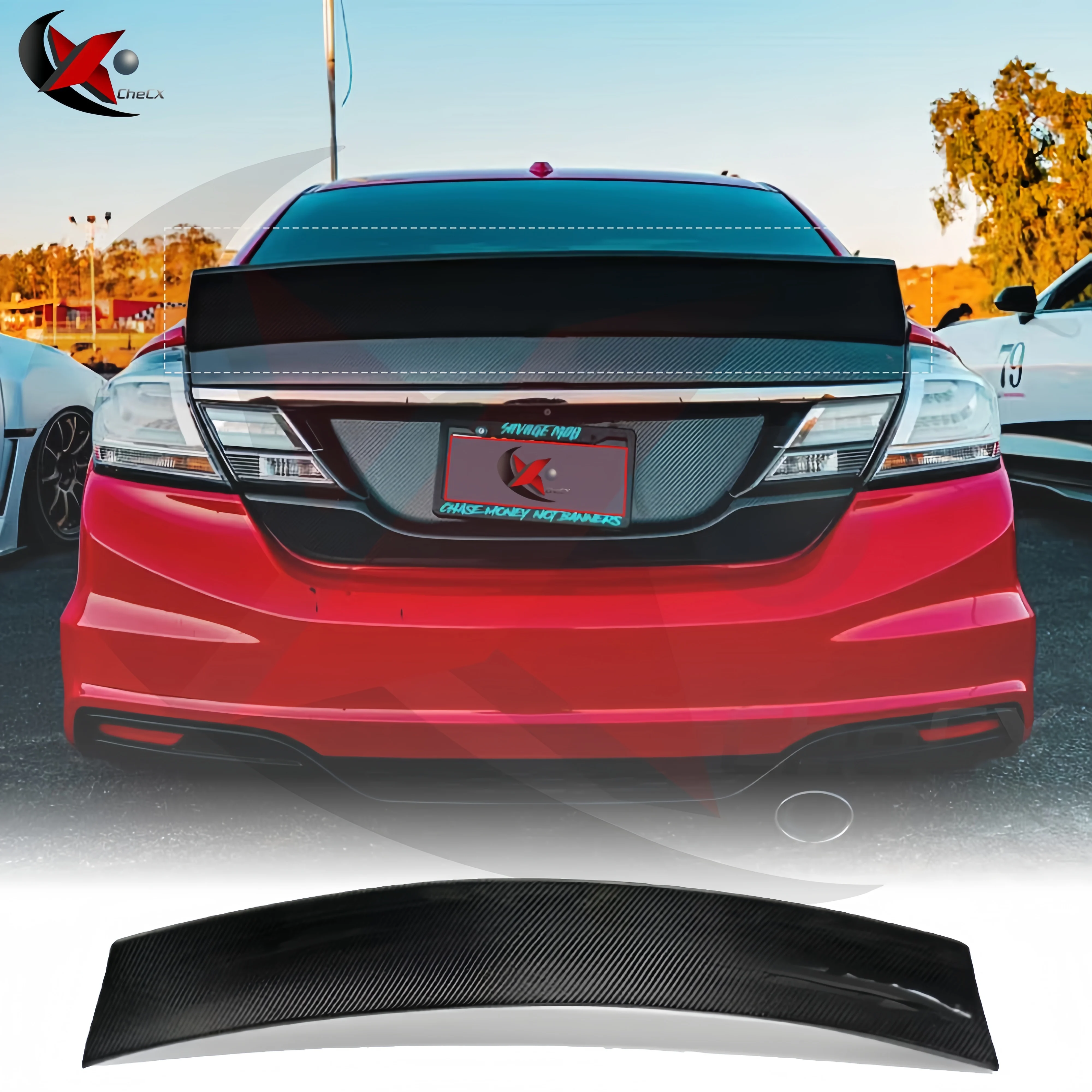 

Suitable For 2012-2015 Honda Civic Modified Carbon Fiber/Glass Fibre Glossy Black Rear Spoiler Car Trunk Spoiler Rear Diffuser