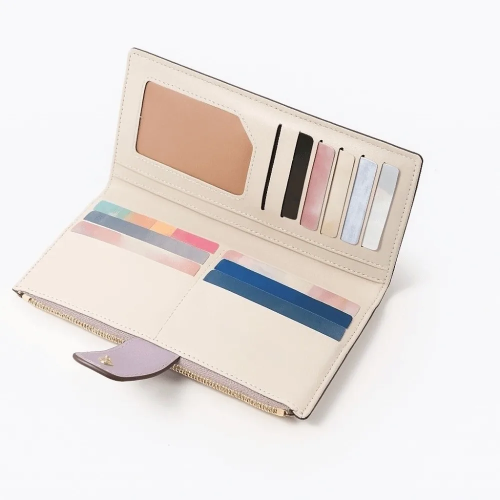 Card Holder Waterproof Long Folding Wallet Handheld PU Leather Money Purse Bag Zipper Lightweight Check Credit Card Bag Travel