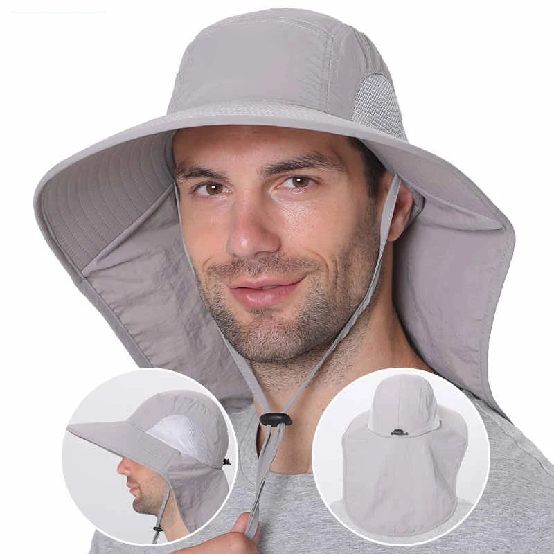 Wide Brim Sun Hat with Neck Flap New for men women Adjustable Outdoor 50+UPF Protection Safari Cap Hiking Fishing Breathable Hat image 2