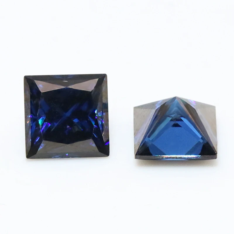 

Натуральный голубой бриллиант с муассанитом для огранки принцессы, VVS1, сертификат, квадратный Муассанит, тестер бриллиантов для бижутерии, кольца, сделай сам