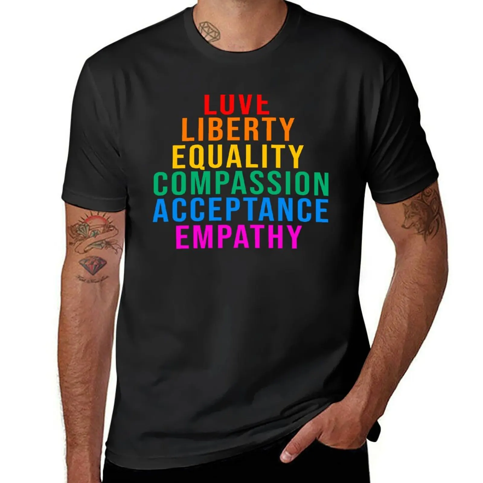 

Love Liberty Equality Compassion Acceptance Empathy T-Shirt custom t shirt sports fans vintage graphic tee mens clothes