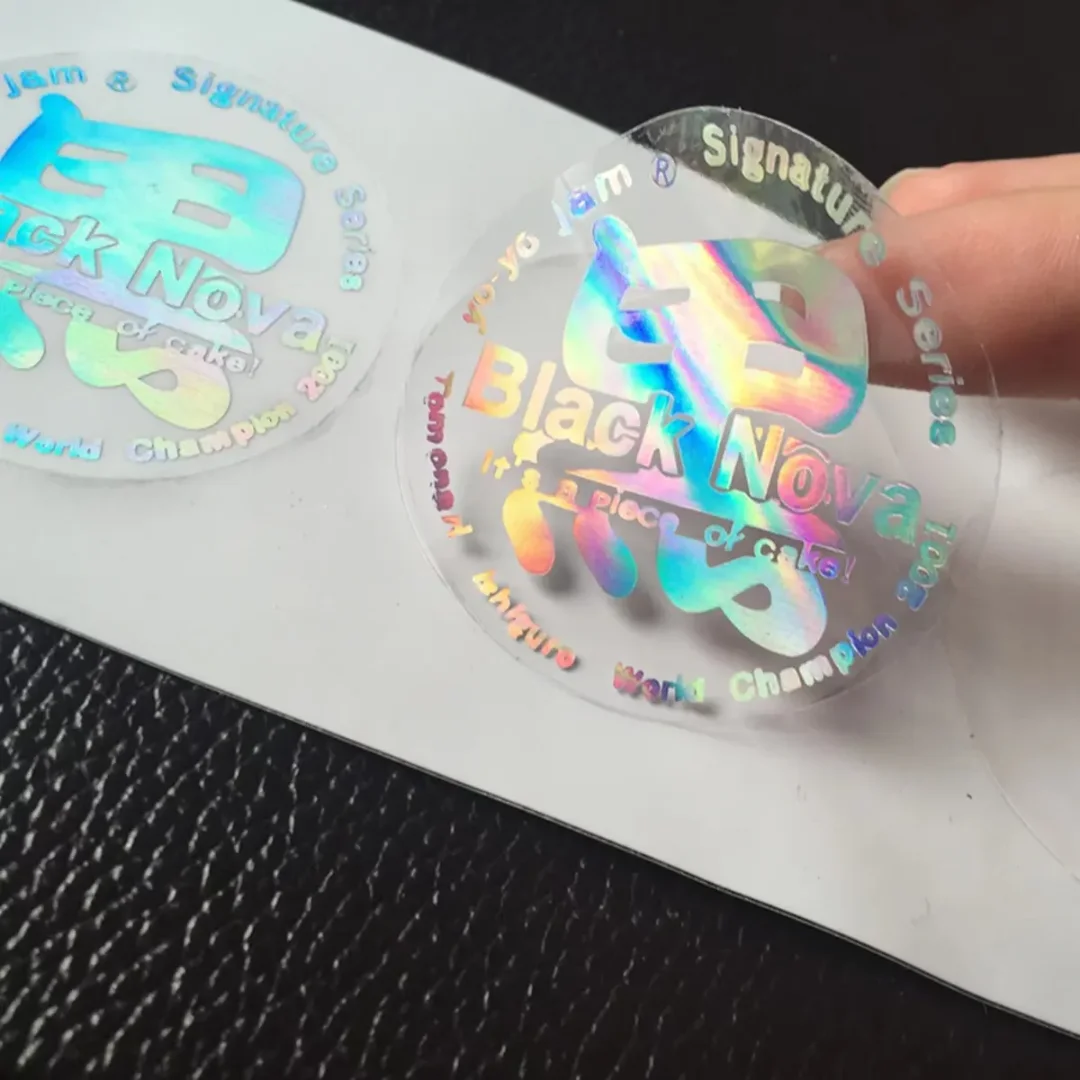 Custom Laser-Etched Silver Self-Adhesive Paper and Waterproof Labels; Available in Brown, Multi-Color Changing, and Transparent.