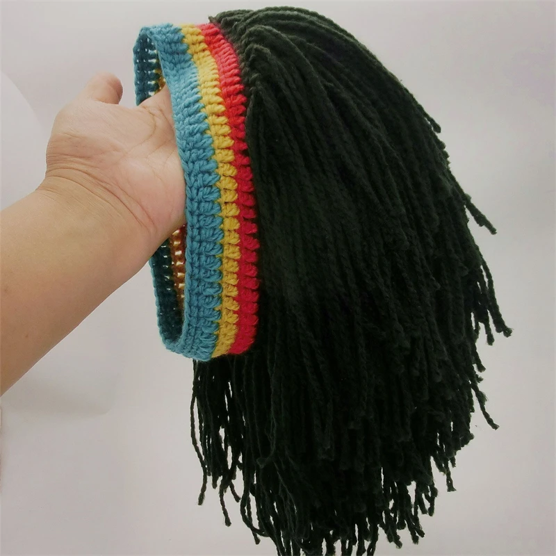 Hot Cap Reggae Dreadlocks Wig Cap Men Women Knitted Beanies Wig Braid Hat Handmade Braid Hair Hat Fancy Winter Warm Beanie