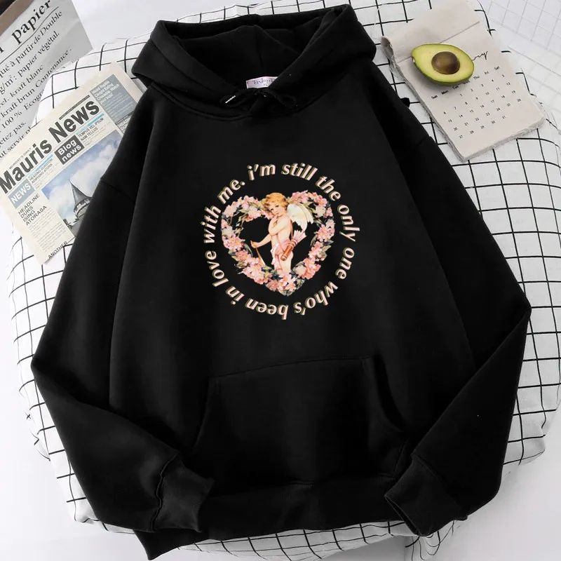 Vintage Angel Tops Hoodies Women Cartoon Heart Love Hoodie Streetwear Hoody Autumn Pullover Aesthetic Unisex Pink Sweatshirt