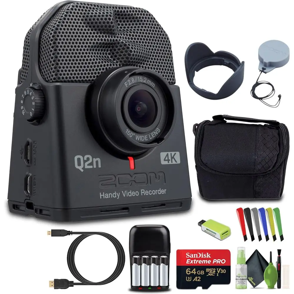 

Портативный видеорегистратор Q2n-4K, видео 4K/30P UHD, компактный размер, стереомикрофоны, широкоугольный объектив, запись музыки, видео, YouTube