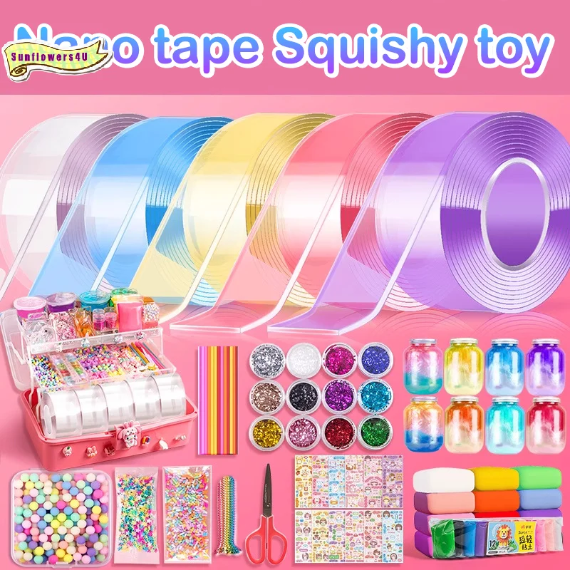 DIY Craft Pinch Toy Making Blowable Bubble Tape Non-marking Double-sided Adhesive Reusable Color High Sticky Nano Tape