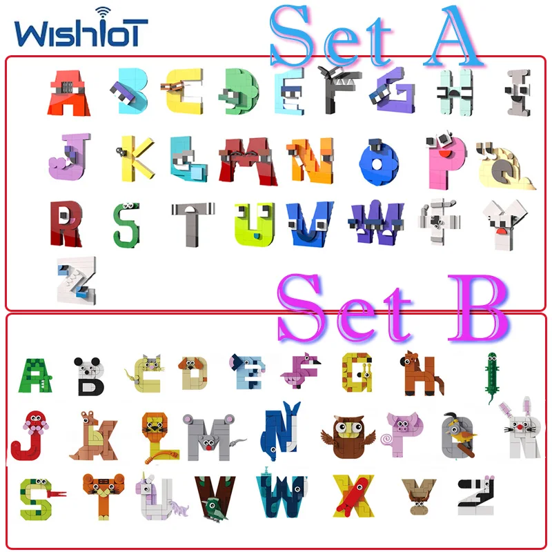 

Cartoon 26 Alphabet MOC Building Blocks Kit Creative Puzzle Assembled Educational Toys Girls Small Bricks Boys DIY Holiday Gift