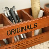 Compact Wood Pen Holder 3 Grids Desk Tidy Pencil Storage Box Large Capacity Desktop Organizer Makeup Vanity