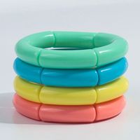 4PCS/Set Fashion Colorful Acrylic Bamboo Bead Elastic Bracelet Bangles Tube Beads Handmake 2024 Trendy Designer Bracelet Set
