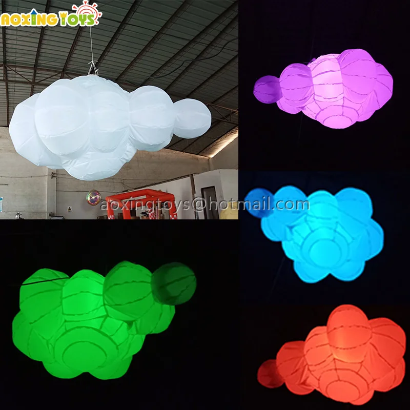 6PCS Hanging Festival Decoration Inflatable White Cloud Balloon With LED Light For Advertising Event Nightclub Stage Wedding