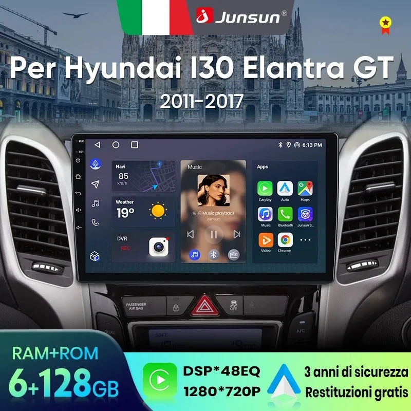 Image of Junsun für Hyundai I30 Elantra GT 2011-2017 9 Zoll 4GB 64GB Android 13 Autoradio GPS Navigation Carplay DSP Bluetooth FM Lenkradbedienung Unterstützung USB AUX Eingang Rückfahrkamera Bereit 1080P