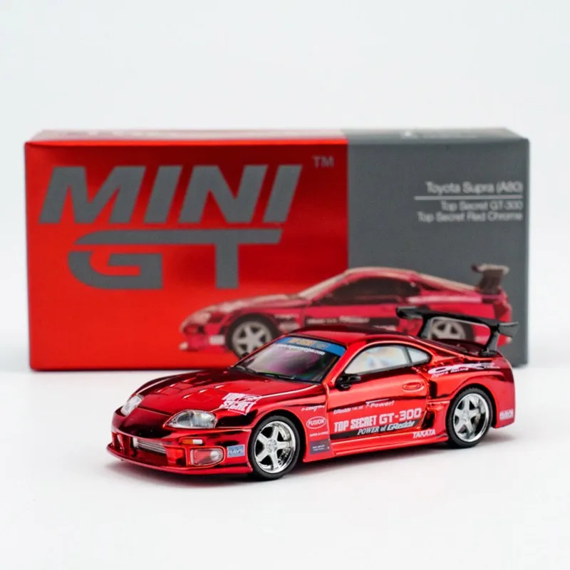 MINIGT 1:64 Toyota Supra A80 Top Secret GT-300, modelo de coche de aleación fundida a presión, coleccionable para adultos, regalo navideño, juguete para niños.