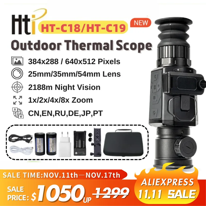 HTi HT-C18 C19 Thermal Imager for Hunting Infrared Thermal Camera for Hunting Monocular Telescope Night Vision Adjustable Focus